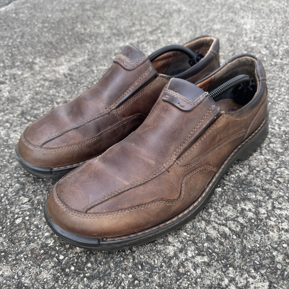 ECCO Men's Fusion II Slip On Leather Shoes Brown Size EUR 45 US 11-11.5 - Picture 2 of 12